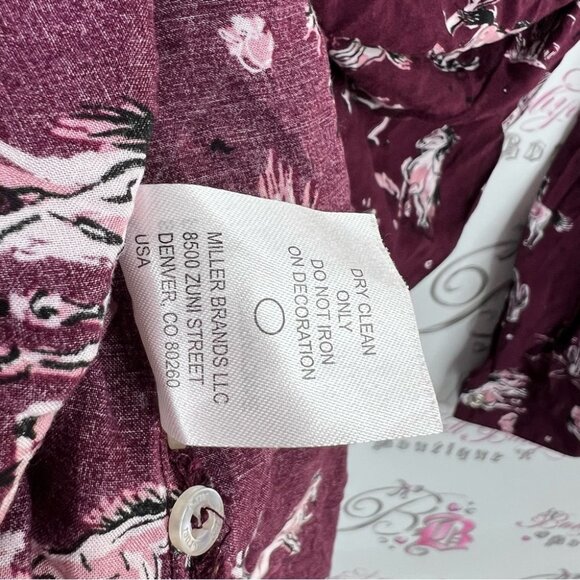 Cruel denim button up horses Burgundy Button-Up Shirt with Horse Print - Picture 7 of 8